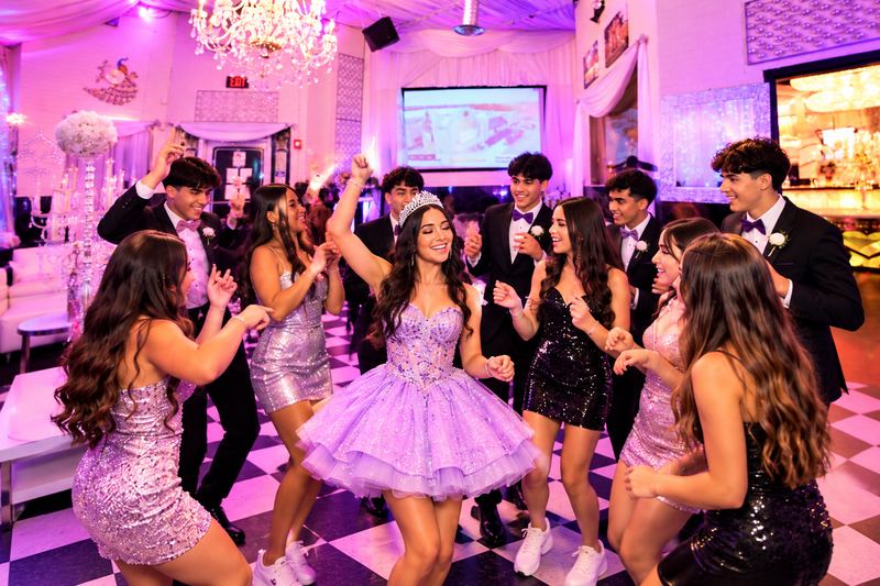 Sweet 16 party on the dance floor