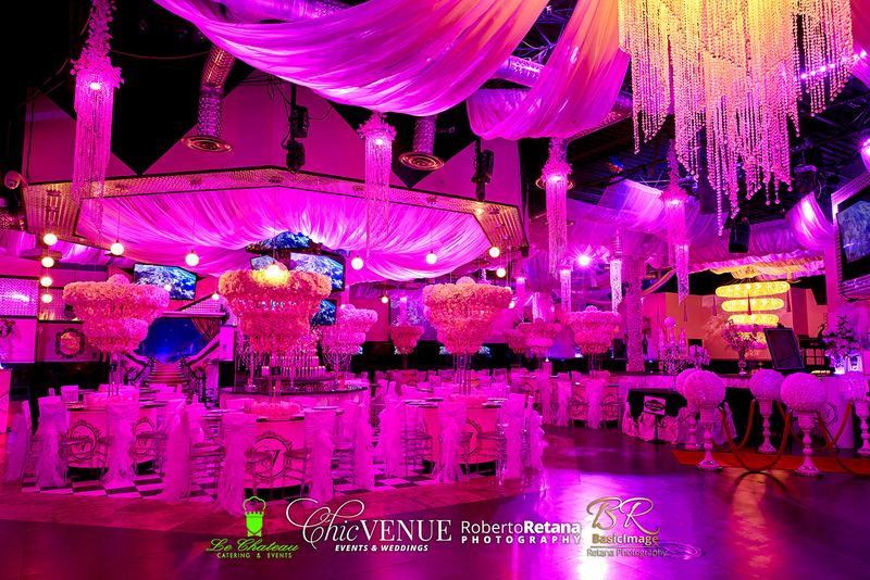 Main hall set for dinner